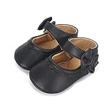  Lacofia Zapatos Antideslizantes Primeros Pasos para bebé niñas con Suela Bailarinas bebé niña Negro 12-18 Meses