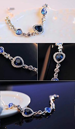 Charming Women's Austrian Crystal Titanic Inspired Heart of Ocean Bangle Bracelet