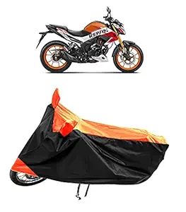 Amexride Bike/Scooty Body Cover for Honda Hornet 2.0 Repsol Edition Along with Water Repellent/UV Rays Protection and Dust Proof with Superior Polyester Fabric (Orange Stripe)