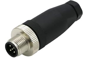 BAYZCONN Conector M12 de 5 pines, conector redondo recto codificado A de 5 pines in situ de 12 mm, conector macho de aviación IP67, resistente al agua, conector circular industrial