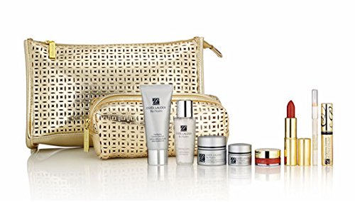 Estee Lauder 10 Piece Gift Set, inc Re-Nutriv Ultimate Lift Age-Correcting Creme & Eye Creme, Re-Nutriv Hydrating Creme Cleanser & Softening Lotion, Sumptuous Extreme Mascara, Pure Color Gloss in Mod Poppy, Pure Color Lipstick in Rose Tea, Double Wear Stay-In-Place Lip Pencil in Clear, 2 Makeup Bags
