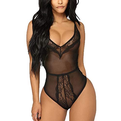 Babydoll Mujer Lanskirt Lenceria Mujer Sexy Babydoll Ropa de Mujer Ropa de Dormir Malla Traje Ropa Interior EróTica Siamesa de Encaje Bodysuit Transparente Pijamas Damas Body CamisóN