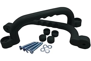 HOQ 1 Paar Haltegriffe - 2 Stück hochwertige Kunststoff-Griffe - Handläufe 240x75 mm - für Stelzenhäuser, Hochbetten, Spielhäuser und Spieltürme - Schwarz