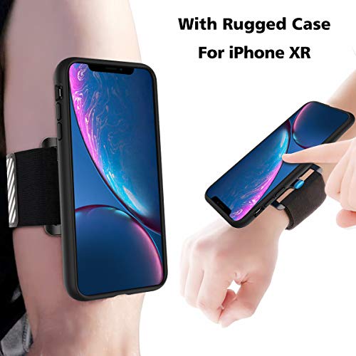 Gelink Laufarmband für iPhone XR, Sportarmband mit schützender Hülle, einfache Halterung, Handyhalterung für Laufen, Joggen, Fitnessstudio, Workouts, Schwarz