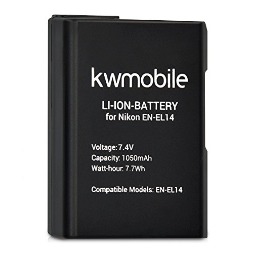 kwmobile batterie d appareil photo digitale pour Nikon EN-EL14 Lithium-ion Nikon D3100 D3200 D3300 D5100 D5200 D5300 et Coolpix P7800 P7700