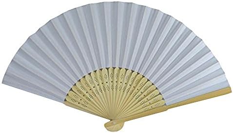 RangebowWhite Hand Fans, Pack of 10 Wholesale Paper Hand Fan with Bamboo Ribs Wedding Party Favour Church Gifts PHF06