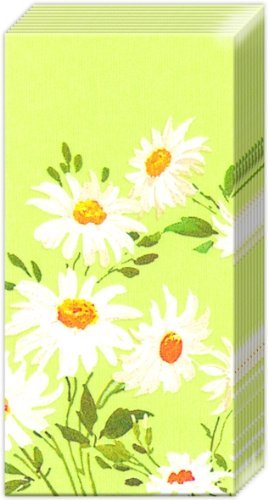 Pack of 10 Paper Pocket Tissues Daisy Meadow green