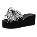 Produktbild Amoyl Damen Wedge Hausschuhe Bowknot Perle Folien Nach Hause Bad Strand Flip Flops Sommer Meer Hausschuhe Badeschuhe (39 EU, Grau)