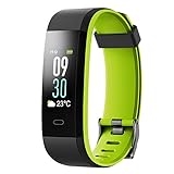 Fitness Armband mit Pulsmesser Wasserdicht IP67 Fitness Tracker Aktivitätstracker Pulsuhren Smartwatch Schrittzähler Uhr Vibrationsalarm Anruf SMS Whatsapp Beachten für iPhone Android Handy (GREEN)