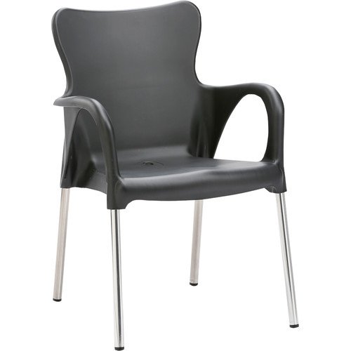 Dining Chair Maui Outdoor Garden Stacking with no assembly required (Material: Plastic/Resin) (Charcoal)