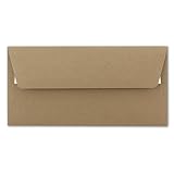 Briefumschlag in DIN Lang Format aus Kraft-Papier in sandbraun | 50 Stück | Haftklebung | Blanko Brief-Umschläge aus Recycling-Papier | Post-Umschläge ohne Fenster | ideal für Weihnachten, Grußkarten und Einladungen | Serie UmWelt