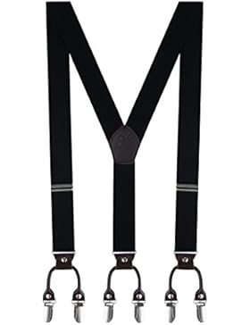 Evedaily Herren 6 Breiter Clips Hosenträger Y-Form Hochelastisch Längenverstellbar für Körpergröße 1,60M bis 2M
