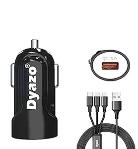 Dyazo 18 w Invisible Qc Port Rapid car Charger Qualcomm Quick Charger 3.0 Fast car Charger for Mobiles & Tablets with Free 3 in 1 Cable