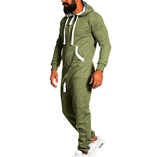 Men Jumpsuit, DIKEWANG Men’s One Zip Onesie Hoodie Jumpsuit Playsuit All in One Piece Men's Unisex Jumpsuit One-Piece Garment Non Footed Pajama Playsuit Blouse Hoodie