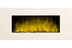 CHEMIN'ARTE Chemin’Arte Cheminée Électrique Effet Flammes LEDs Murale White Loft XXL 120 cm - Blanche - Conçue en France - Garantie 2 Ans