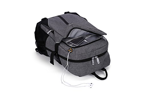 ShengTS 17 Zoll Notebooktasche Laptop Rucksack Beutel Schule Tasche Laptop-Tasche Rücksack Passend für bis zu 17-Zoll-Gaming Laptops für Dell, Asus, MSI (17 Zoll, Grau) - 4