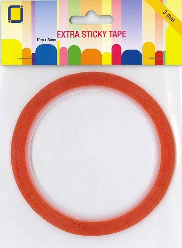 Hobbyjournaal (JEJE) Doppelseitiges Klebeband extra stark, 3 mm breit, 10m-Rolle, "Extra Sticky Tape"