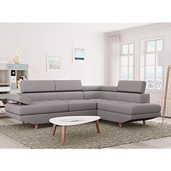 Canapé Dangle Design Gris En Tissu 45 Places Angle Droit