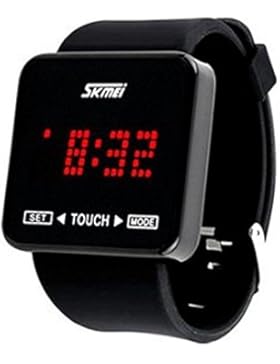 Zantec Touch Screen Digital LED Wasserdichte Jungen Mädchen Sport Casual Armbanduhren (Schwarz)