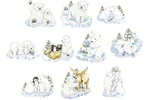 ‎IDEEN MIT HERZ Ideen mit Herz 3-D Motive, ausgestanzt, ca. 7-10 cm, 10 Stück im Beutel | Bilder zum Basteln & Dekorieren | Grußkarten selber Machen | Bildmotive für Scrapbooking & DIY-Deko (Drollige Eisbären)