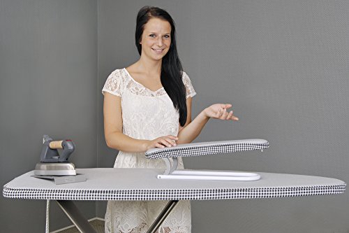 Mabi 921 Ärmelbrett FREE II inkl. extra KETTLER-Alu-Auflage – Dampfdurchlässiges Ärmelbrett freitragend – klappbar – standfest – Mit Baumwollauflage und zusätzlicher 2-fach beschichtete Alu-Bügelauflage - 2