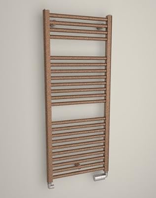 HOTHOT CORAL- Sèche-serviettes - Radiateur - Kit de robinet inclus - Design Plat 695 x 450mm - Cuivré métallisé - 298 watts - Chauffage central à eau - Pose Murale Verticale - Raccordement classique