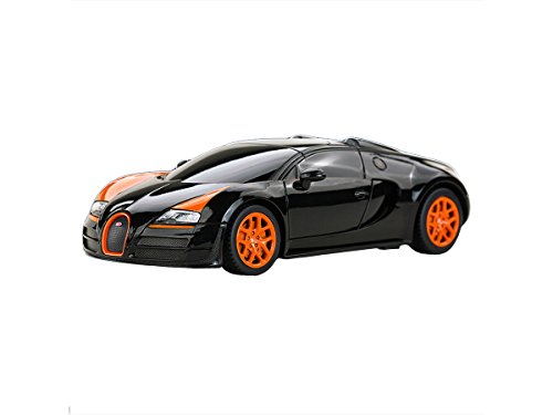 Bugatti Veyron Remote Control Car for Kids â€“ PL611 Electric Radio Controlled Bugatti Veyron 16.4 Grand Sport Vitesse RC Car â€“ Indoor Bugatti RC Car â€“ Official 1:24 Model â€“ RTR, EP (Black/Orange)