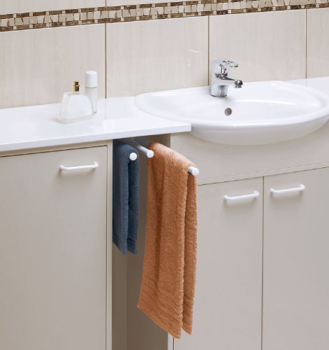 WENKO 18570100 Teleskop-Handtuchhalter Trio Basic – ausziehbar, Metall, 7 x 12.5 x 43 cm, Weiß - 2