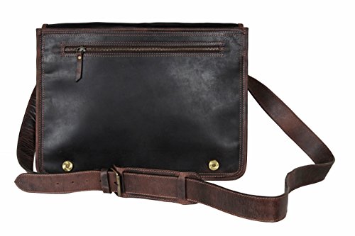 Handgemacht Ledertasche Umhängetasche Leder Notebooktasche Schultertasche Kuriertasche Mit Vintage und antikem Look Für Hochschule, Büro, Reise und Alltag . Ein Geschenk von indischen Handwerkern. - 7