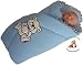 BlueberryShop Embroidered Jersey Swaddle Wrap/Blanket Sleeping Bag for Newborn Baby, Blue