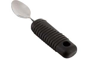 HOMECRAFT Cuillère à café Sammons Preston Sure Grip à courber, cuillère en acier inoxydable avec épaisse poignée en caoutchouc nervurée, facilitant la prise en main, ustensile de diamètre 3.8cm.