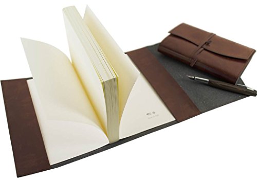 Romano Nachfüllbares Notizbuch handgefertigt mit Einband aus recyceltem Italienisches Leder Haselnussbraun Small (17cm x 13cm x 2cm) - 3