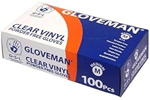 Box of 100 Gloveman Clear Powder Free Vinyl Gloves - XL