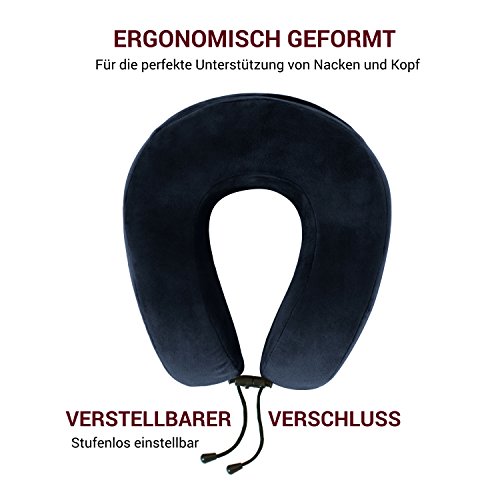 Reise-Nackenkissen Nackenhörnchen aus Memory-Schaum-Stoff (memory-foam) hochqualitatives Reisekissen von AIRHT inkl. gratis Reisetasche - 2