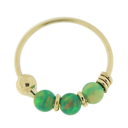 9K jaune or Triple vert opale perle 22 bague cerceau nez nez Piercing