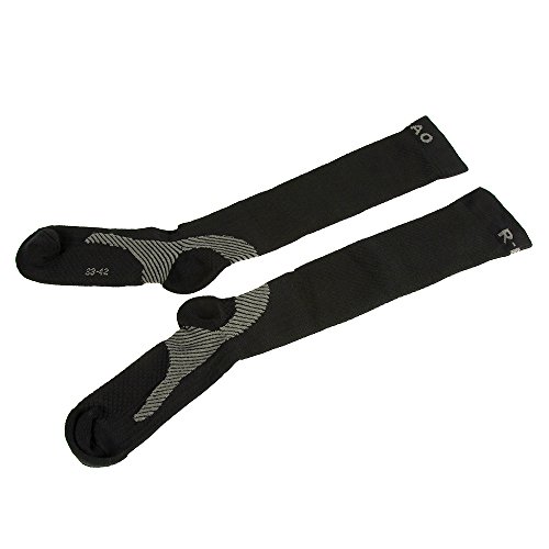 Unisex Medizinische Kompressionsstrümpfe Herren Damen für Reisen Flug Sport Laufen Fußballspiel Jogging, Thrombosestrümpfe Knie, Stützstrümpfe, Sportstrümpfe, Laufsocken, Running Socken Universal Größe ( Schwarz ) - 2