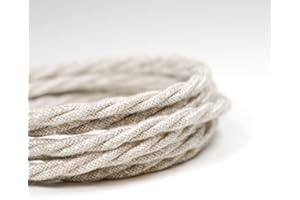 VENDIMIA LIGHTING CO. Premium Italian Vintage Fabric Flex Lighting Cable 3 CORE | Twisted Hessian Beige