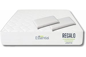 Matnature | Essential | Colchón Viscoelástico | Núcleo HR (High Resilience) Compactado | Reversible Verano-Invierno | Altura 24 cm | Regalo 2 Almohadas Viscomat (135 x 190 cm)