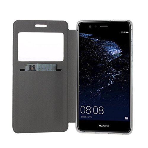 German Tech® – Handy Schutzhülle im Bookstyle mit Standfunktion, ohne Klappe für Huawei P10 Lite, mit S-View Fenster, durch das Sie alle Mitteilungen sehen können. Mandala. - 3