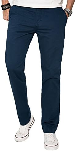 A. Salvarini Mens Designer Chino Pants Regular Fit Casual Trousers Straight Leg AS016 [AS016 - Petrolblau - W30 L32]