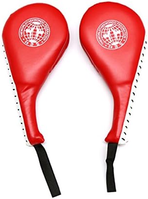 1 Pair Taekwondo Racket Durable Kick Target Pads Hand Karate Kickboxing MMA Training Punch Pads (red)