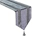 Produktbild Topfinel Silberner Tischläufer mit Quasten für Party Bankett Hochzeitsfeier Weihnachten Fest Tischdecke in Samtoptik Vintages Tischband mit Silberner Stickerei 33x210cm