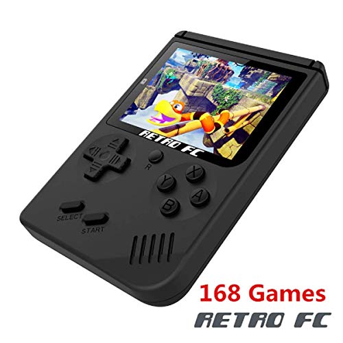 Preisvergleich Produktbild Retro FC Handheld Spielkonsole, Entertainment System Videospielkonsole, Handspielspieler mit 3 Zoll 168 Klassikern, Geburtstags Kinder (schwarz)