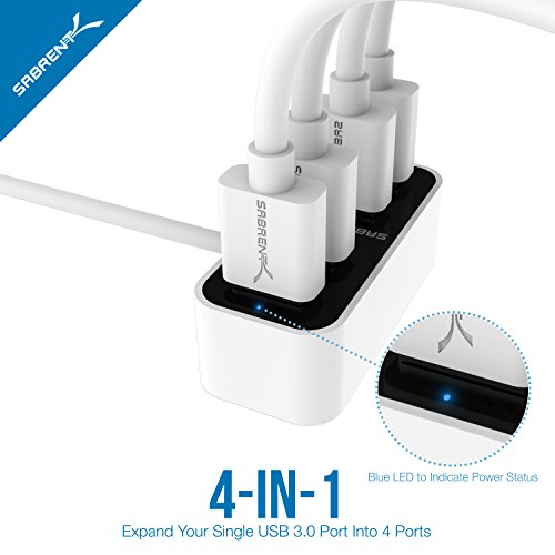 Sabrent USB HUB – 4 Port Mini tragbare USB 3.0 Hub [0.60 meter-Kabel] den weltweit kleinsten USB-3.0-Hub (HB-MNBW) - 2