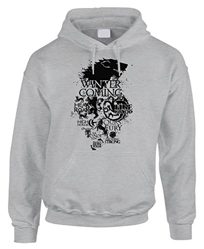 fashwork Felpa con Cappuccio Felpa con Cappuccio e tascone Games of Thrones - Tshirt casate - Lannister Stark - Serie TV Telefilm - The Winter is Coming - in Cotone by