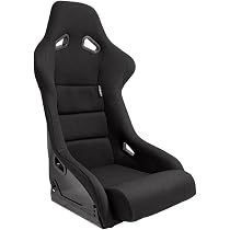 Siège Baquet Sport Classique Simili Cuir Noir - Dossier Fixe Avec Appuie-tête | Inclut Glissières | Style Racing