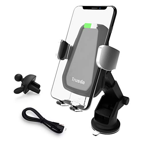 Cargador Inalámbrico Coche, Car Charger Soporte Móvil, Wireless Cargador de Coche 10W para Samsung S10/S10+/Note 9/ s9/ s9+/ s8/ s8+/ Note 8/5, 7,5W para iPhone XS/XS Max/XR/X/8/8Plus, 5W Qi-Enabled