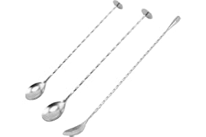 XUJLRL Set di 3 cucchiaini da bar, cucchiaini da cocktail lunghi,cucchiaini da cocktail professionali per martini, caffè, bar, shaker per cocktail (20,5/25,5/30,5 cm).