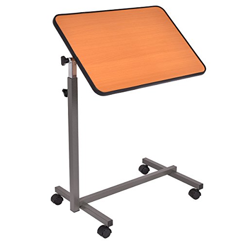 Laptoptisch Betttisch Sofatisch Krankentisch Notebookständer Laptopständer Notebooktisch höhenverstellbar Ablage-Tisch Beistelltisch Couchtisch Mit 4 Räder 2 Farben (Natur)