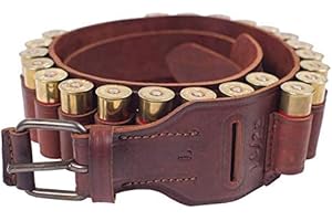 VlaMiTex J45 Cartuccera Calibro 20 per 22 Cartucce da Caccia in Pelle, Marrone